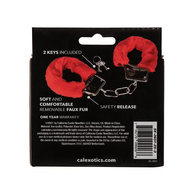 Playful Furry Cuffs - Red - Bondage Blindfolds & Restraints
