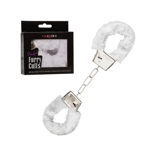 Playful Furry Cuffs - White - Bondage Blindfolds & Restraints