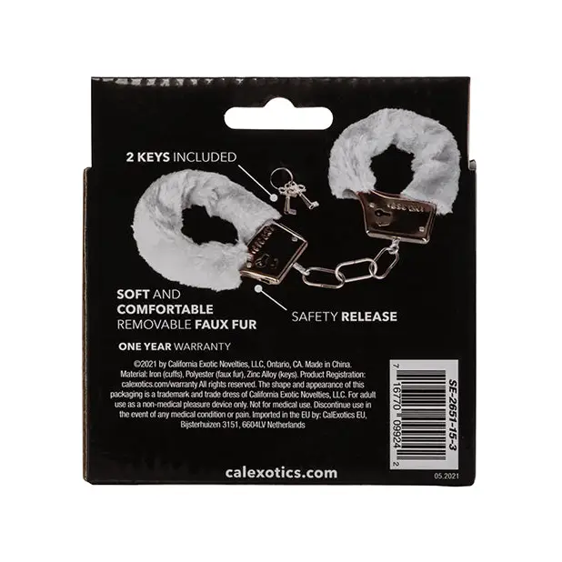 Playful Furry Cuffs - White - Bondage Blindfolds & Restraints