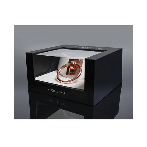 Pleasure Collection Adjustable Collar - White/Rose Gold - Bondage Blindfolds & Restraints