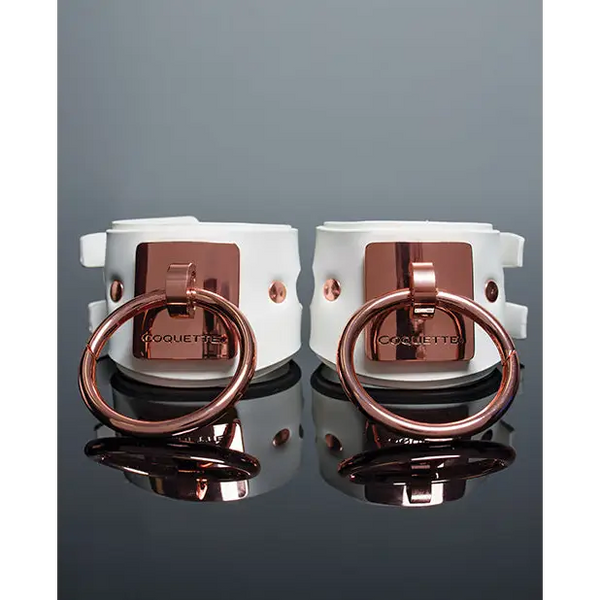 Pleasure Collection Adjustable Handcuffs - White/Rose Gold - Bondage Blindfolds & Restraints