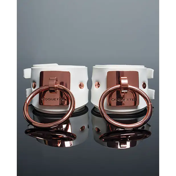 Pleasure Collection Adjustable Handcuffs - White/Rose Gold - Bondage Blindfolds & Restraints