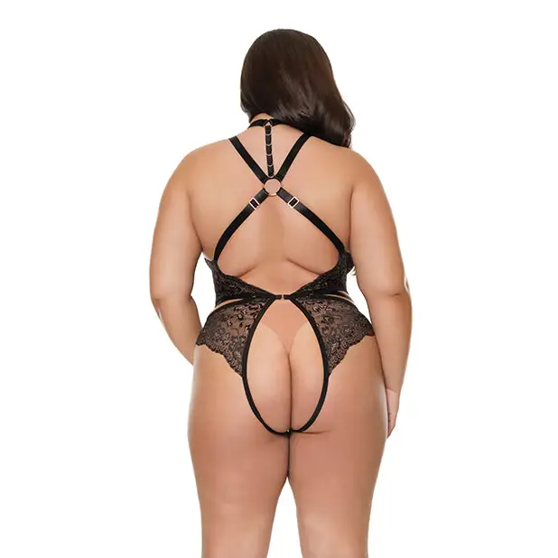 Pleasure Collection Crotchless Teddy w/Removable Tassels - Black QN - Lingerie - Plus/Queen - Packaged