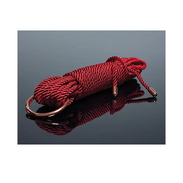 Pleasure Collection Silky Smooth Rope - Red/Rose Gold - Bondage Blindfolds & Restraints