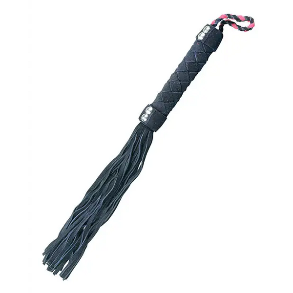 Plesur 15’’ Leather Flogger - Black - Bondage Blindfolds & Restraints