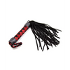 Plesur 15’’ Leather Flogger - Black/Red - Bondage Blindfolds & Restraints