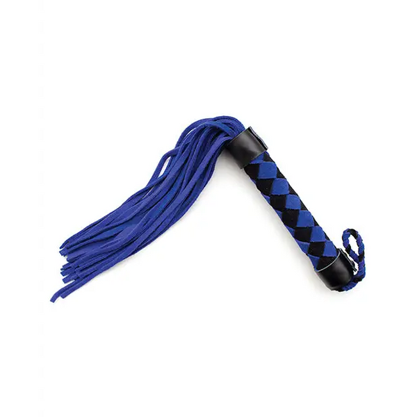 Plesur 15’’ Leather Flogger - Blue - Bondage Blindfolds & Restraints