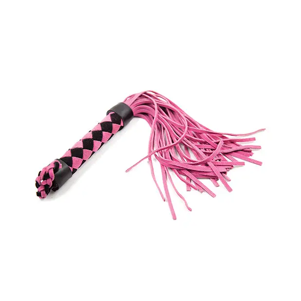 Plesur 15’’ Leather Flogger - Pink - Bondage Blindfolds & Restraints