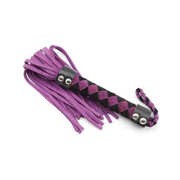 Plesur 15’’ Leather Flogger - Purple - Bondage Blindfolds & Restraints