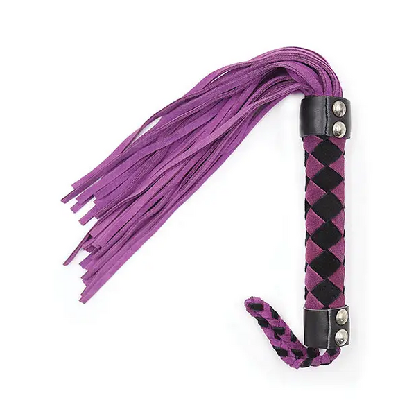 Plesur 15’’ Leather Flogger - Purple - Bondage Blindfolds & Restraints