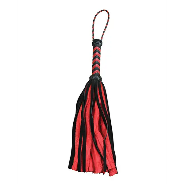 Plesur 17’’ Suede & Fluffy Faux Fur Tails - Black/Red - Bondage Blindfolds & Restraints