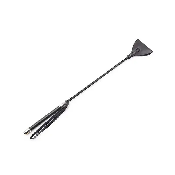 Plesur 21’’ Wide Tip Leather Crop - Black - Bondage Blindfolds & Restraints