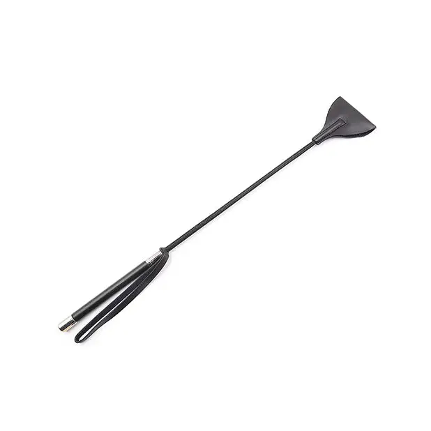 Plesur 21’’ Wide Tip Leather Crop - Black - Bondage Blindfolds & Restraints
