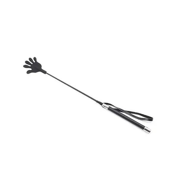 Plesur 22’’ Hand Shaped Silicone Crop - Black - Bondage Blindfolds & Restraints
