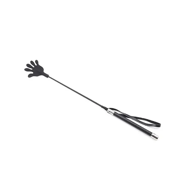 Plesur 22’’ Hand Shaped Silicone Crop - Black - Bondage Blindfolds & Restraints