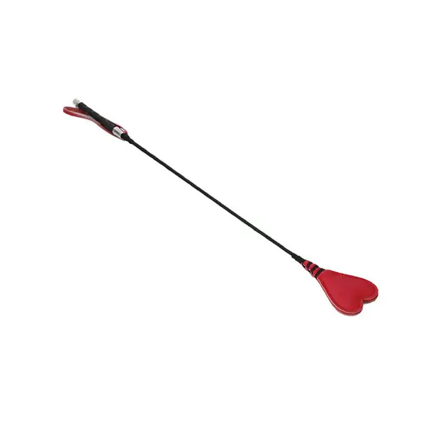 Plesur 26’’ Heart PVC Crop - Black/Red - Bondage Blindfolds & Restraints