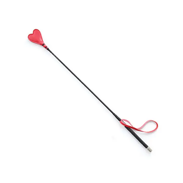 Plesur 26’’ Heart PVC Crop - Black/Red - Bondage Blindfolds & Restraints