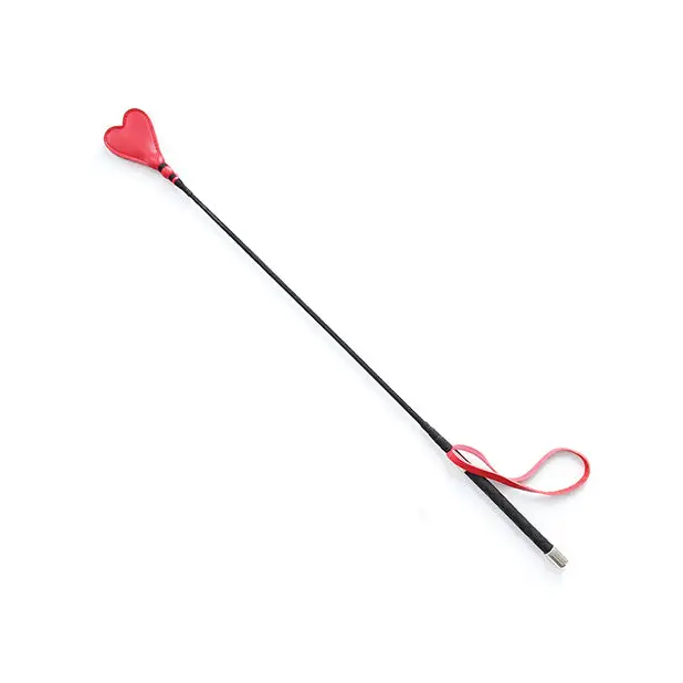 Plesur 26’’ Heart PVC Crop - Black/Red - Bondage Blindfolds & Restraints