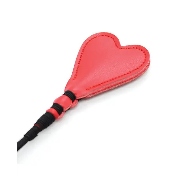 Plesur 26’’ Heart PVC Crop - Black/Red - Bondage Blindfolds & Restraints
