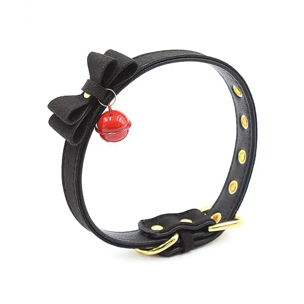 Plesur Cat Bell Bow Tie Collar - Black - Bondage Blindfolds & Restraints