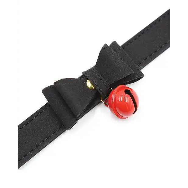 Plesur Cat Bell Bow Tie Collar - Black - Bondage Blindfolds & Restraints