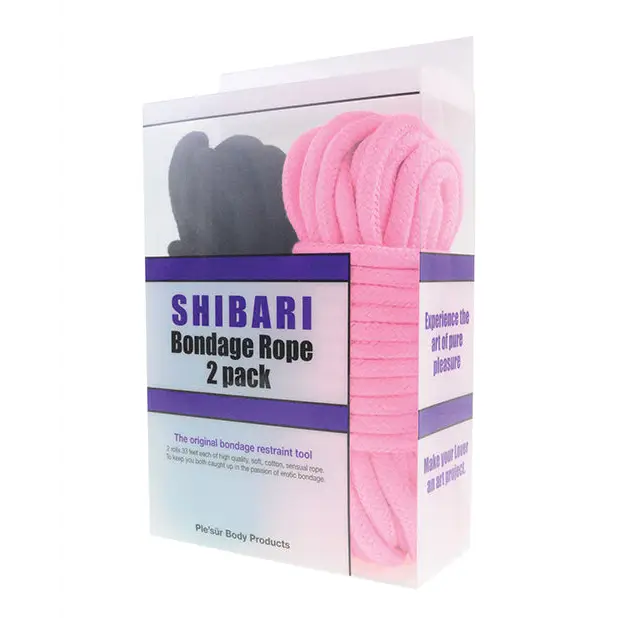 Plesur Cotton Shibari Bondage Rope 2 Pack - Black/Pink - Bondage Blindfolds & Restraints