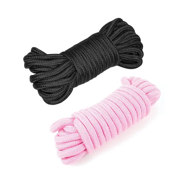 Plesur Cotton Shibari Bondage Rope 2 Pack - Black/Pink - Bondage Blindfolds & Restraints