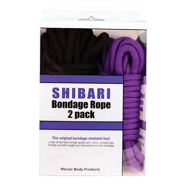 Plesur Cotton Shibari Bondage Rope 2 Pack - Black/Purple - Bondage Blindfolds & Restraints