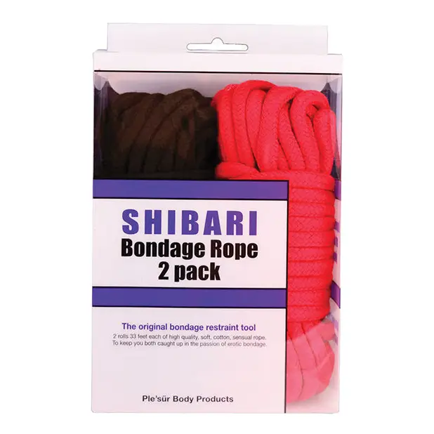 Plesur Cotton Shibari Bondage Rope 2 Pack - Black/Red - Bondage Blindfolds & Restraints