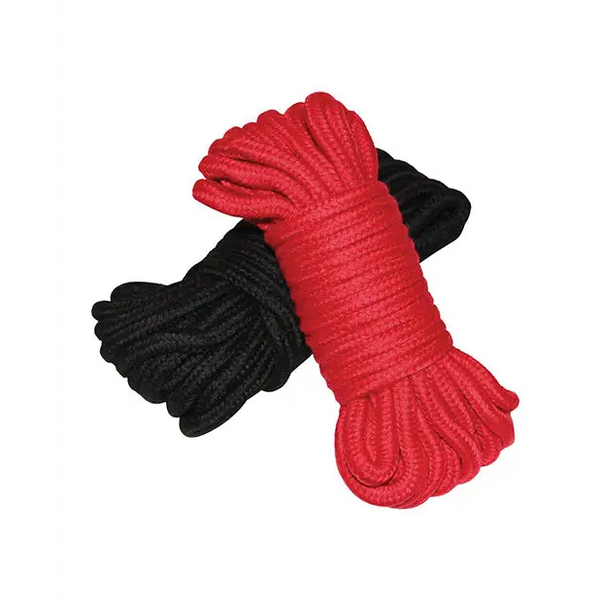Plesur Cotton Shibari Bondage Rope 2 Pack - Black/Red - Bondage Blindfolds & Restraints