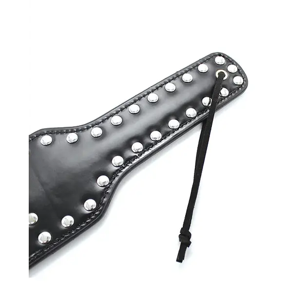 Plesur Cut-Out Heart w/Studs Paddle - Black - Bondage Blindfolds & Restraints