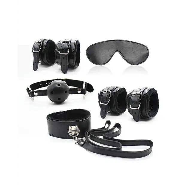 Plesur Everything Bondage 12 Piece Kit - Black - Bondage Blindfolds & Restraints