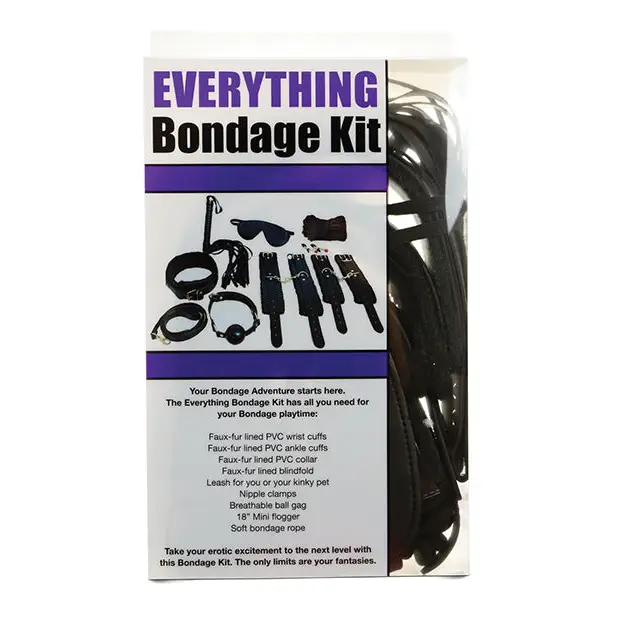 Plesur Everything Bondage 12 Piece Kit - Black - Bondage Blindfolds & Restraints