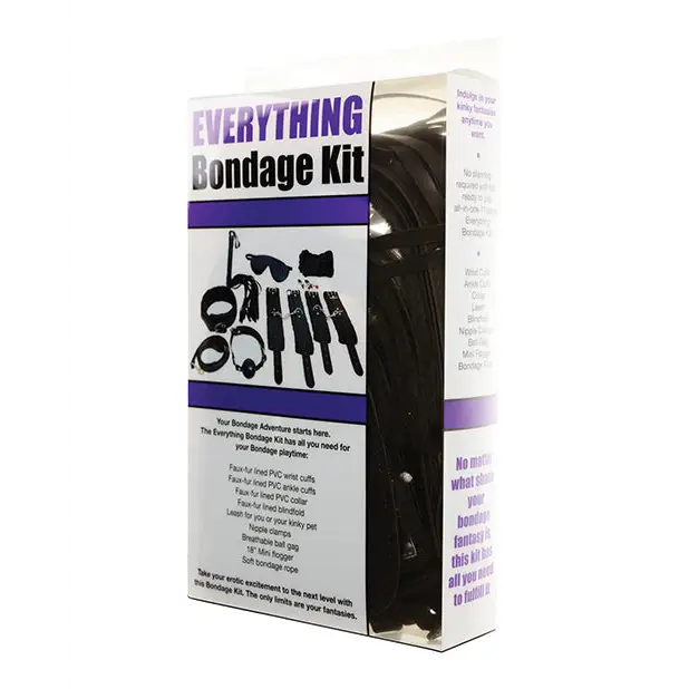 Plesur Everything Bondage 12 Piece Kit - Black - Bondage Blindfolds & Restraints