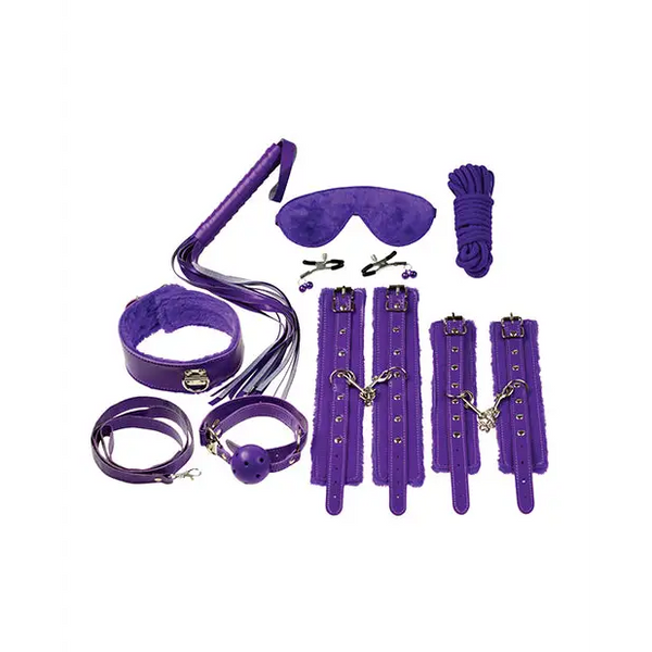 Plesur Everything Bondage 12 Piece Kit - Purple - Bondage Blindfolds & Restraints