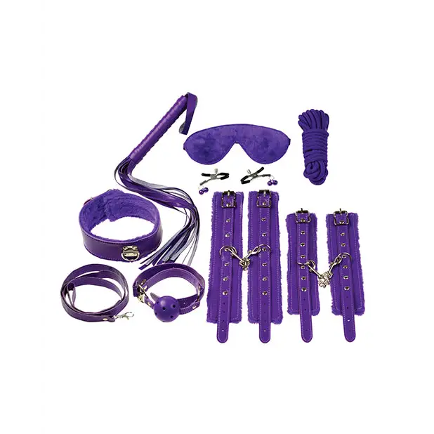 Plesur Everything Bondage 12 Piece Kit - Purple - Bondage Blindfolds & Restraints