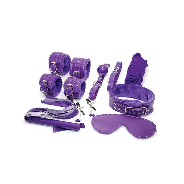 Plesur Everything Bondage 12 Piece Kit - Purple - Bondage Blindfolds & Restraints