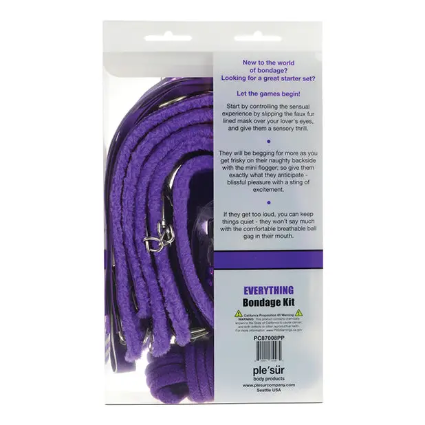 Plesur Everything Bondage 12 Piece Kit - Purple - Bondage Blindfolds & Restraints