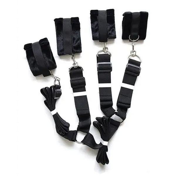 Plesur Fuzzy Bedroom Bondage Kit - Black - Bondage Blindfolds & Restraints