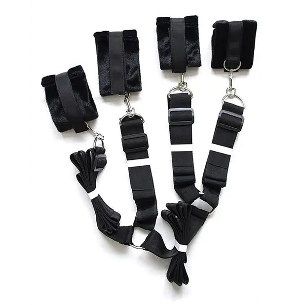 Plesur Fuzzy Bedroom Bondage Kit - Black - Bondage Blindfolds & Restraints