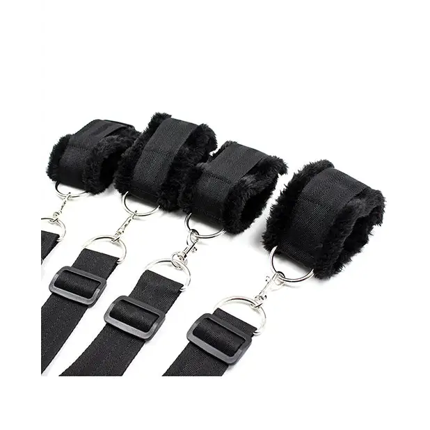 Plesur Fuzzy Bedroom Bondage Kit - Black - Bondage Blindfolds & Restraints