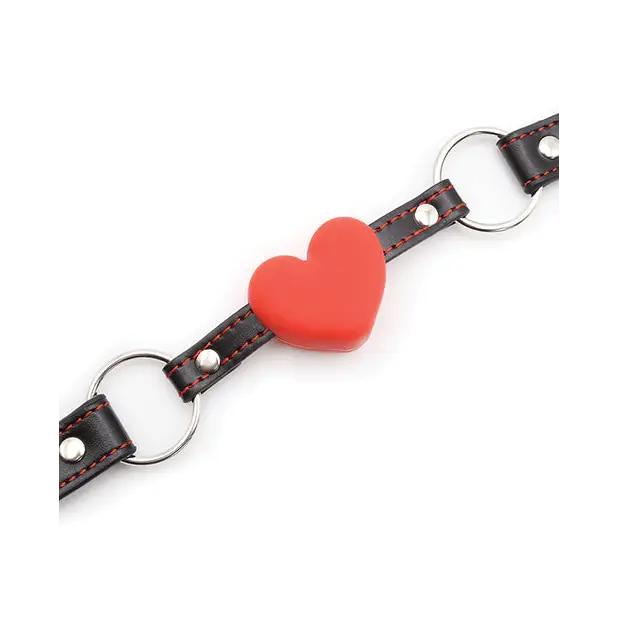 Plesur Heart Ball Gag w/Red Hearts - Black - Bondage Blindfolds & Restraints