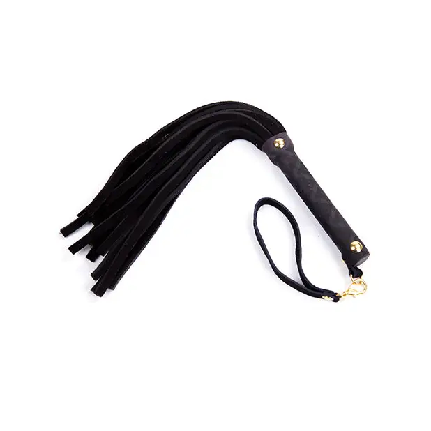 Plesur Mini Leather Flogger - Black - Bondage Blindfolds & Restraints