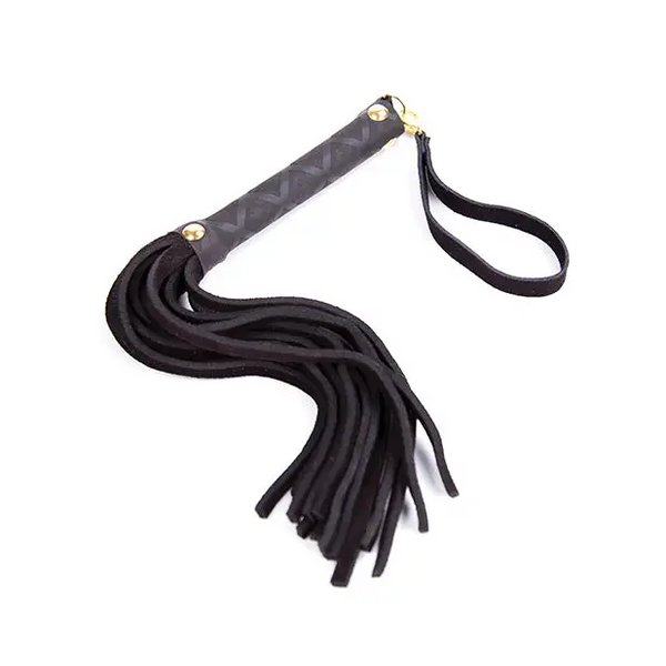 Plesur Mini Leather Flogger - Black - Bondage Blindfolds & Restraints