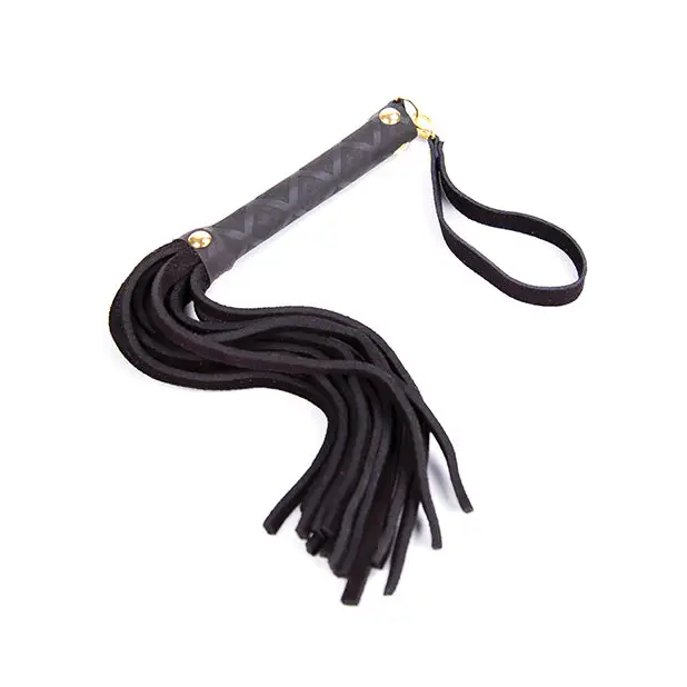 Plesur Mini Leather Flogger - Black - Bondage Blindfolds & Restraints