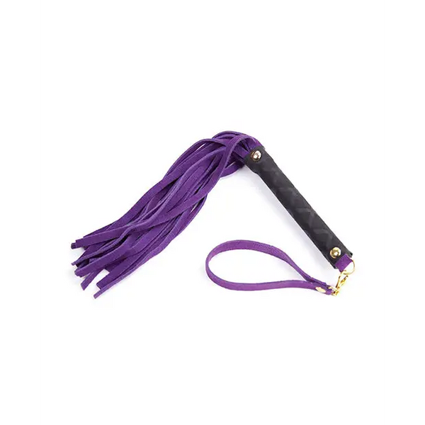 Plesur Mini Leather Flogger - Purple - Bondage Blindfolds & Restraints
