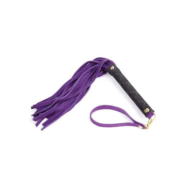 Plesur Mini Leather Flogger - Purple - Bondage Blindfolds & Restraints