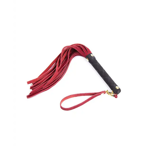Plesur Mini Leather Flogger - Red - Bondage Blindfolds & Restraints