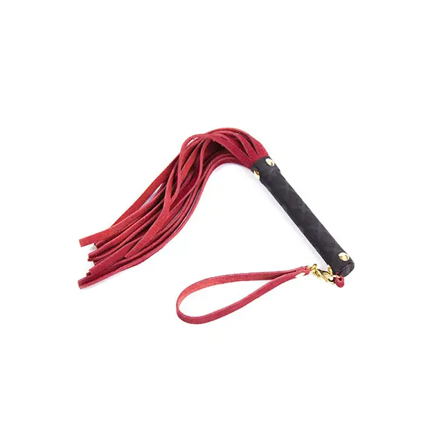 Plesur Mini Leather Flogger - Red - Bondage Blindfolds & Restraints