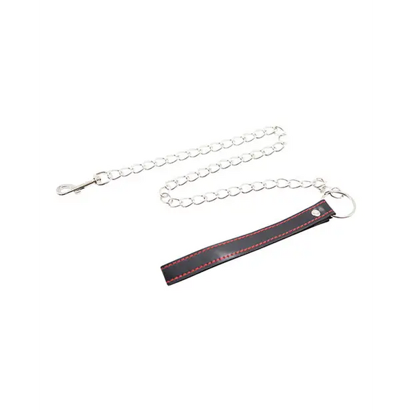 Plesur PVC Leash - Black w/Red - Bondage Blindfolds & Restraints